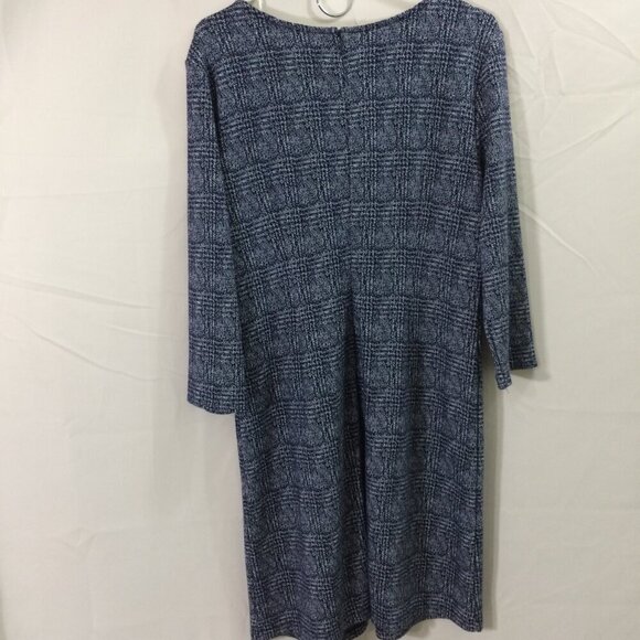 NEW 41 Hawthorn Dress Knit Career Office Long Sleeve Back Zipper Blue Knee Large - Picture 2 of 4